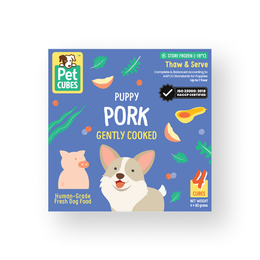 Gently Cooked Pork- Single Cube for Puppies