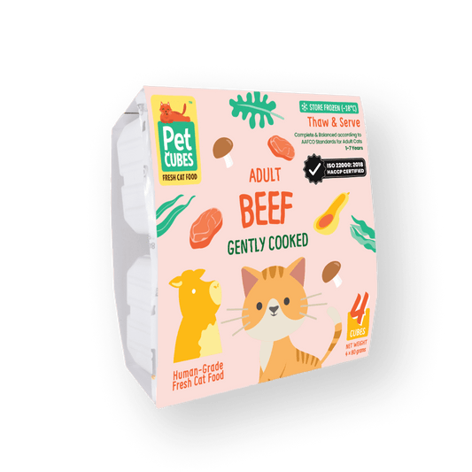 PetCubes Gently Cooked Frozen Cat Food - Beef 1.28 KG