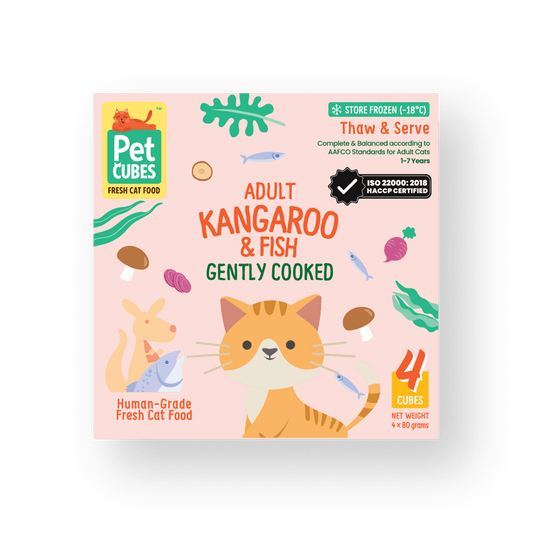 PetCubes Gently Cooked Frozen Cat Food - Kangaroo & Fish 1.28 KG