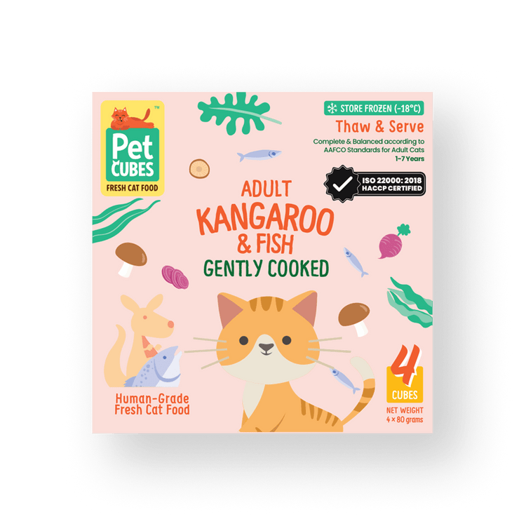 PetCubes Gently Cooked Frozen Cat Food - Kangaroo & Fish 1.28 KG