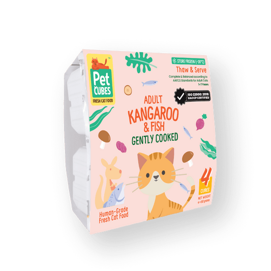 PetCubes Gently Cooked Frozen Cat Food - Kangaroo & Fish 1.28 KG