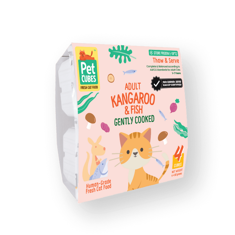 PetCubes Gently Cooked Frozen Cat Food - Kangaroo & Fish 1.28 KG